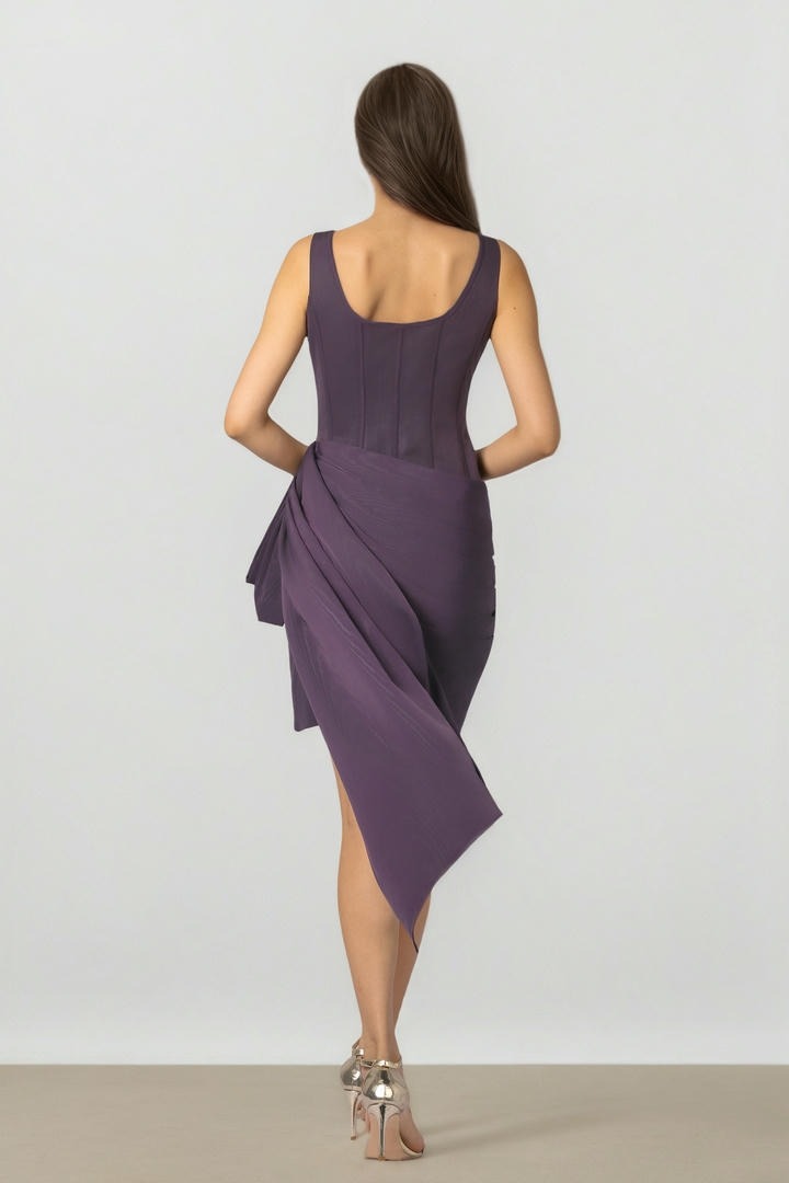 PLEATED DRAPPING WITH BOW dress