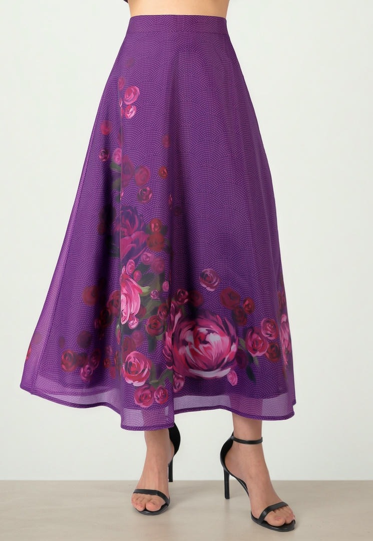 Printed Organza A-Line Skirt