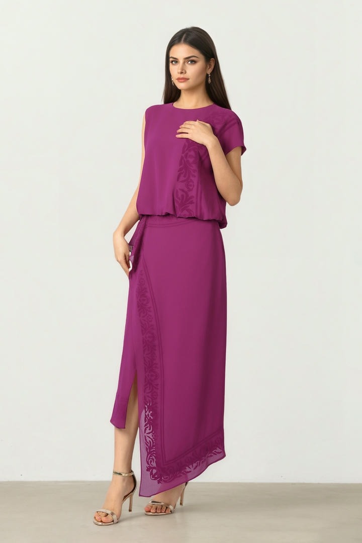 Flocked Chiffon Skirt