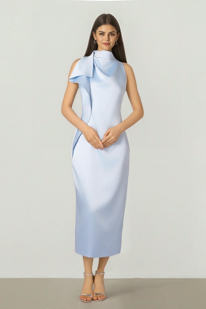 Sky Blue Satin Dress