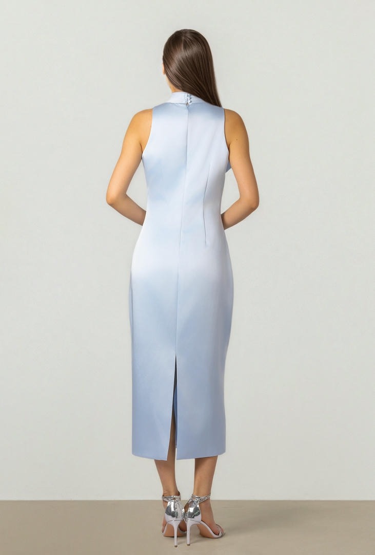Sky Blue Satin Dress
