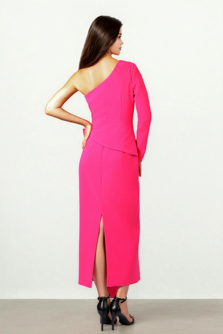 Fuchsia One-Shoulder Dress