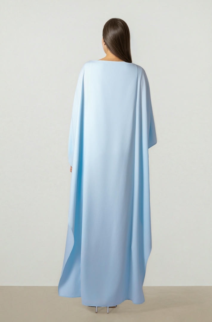 Blue Crepe Kaftan Dress