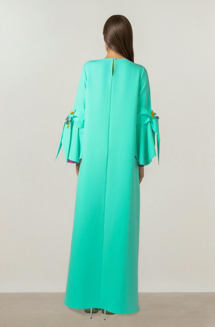 Crepe Kaftan with Flared Sleeves