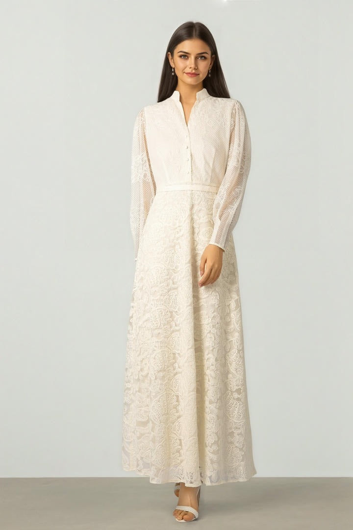 Cream Lace Maxi Dress