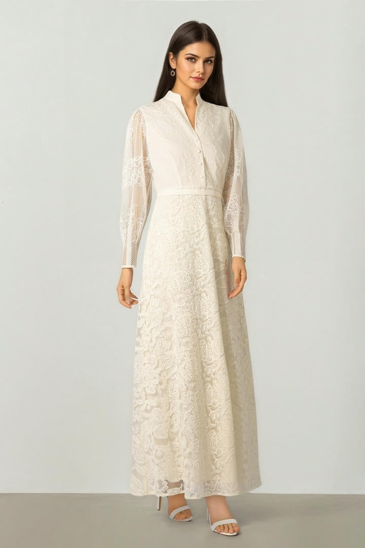 Cream Lace Maxi Dress