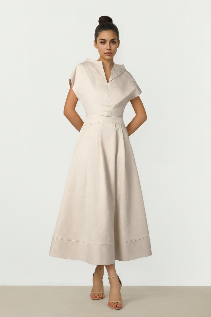 Embroidered A-Line Midi
