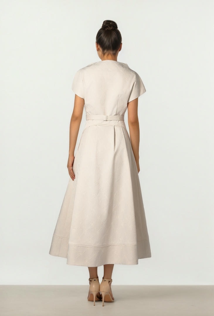 Embroidered A-Line Midi