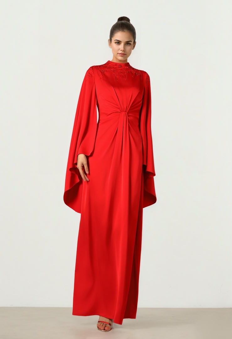 Crimson Satin Dress