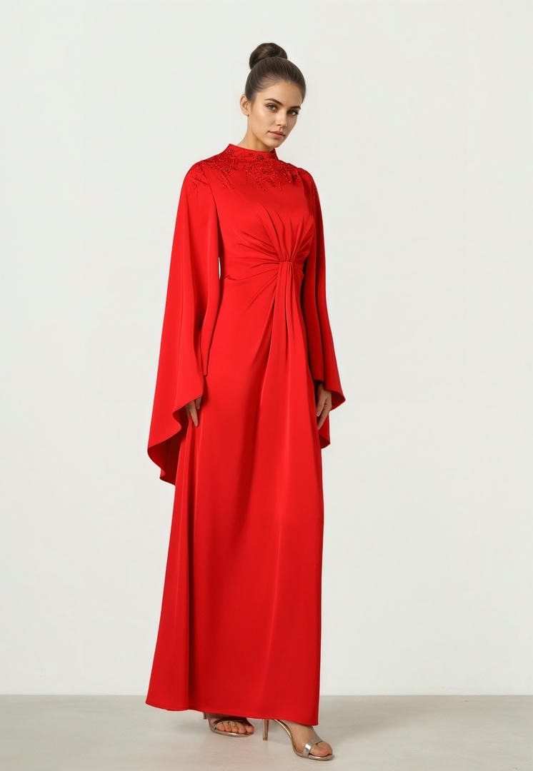 Crimson Satin Dress