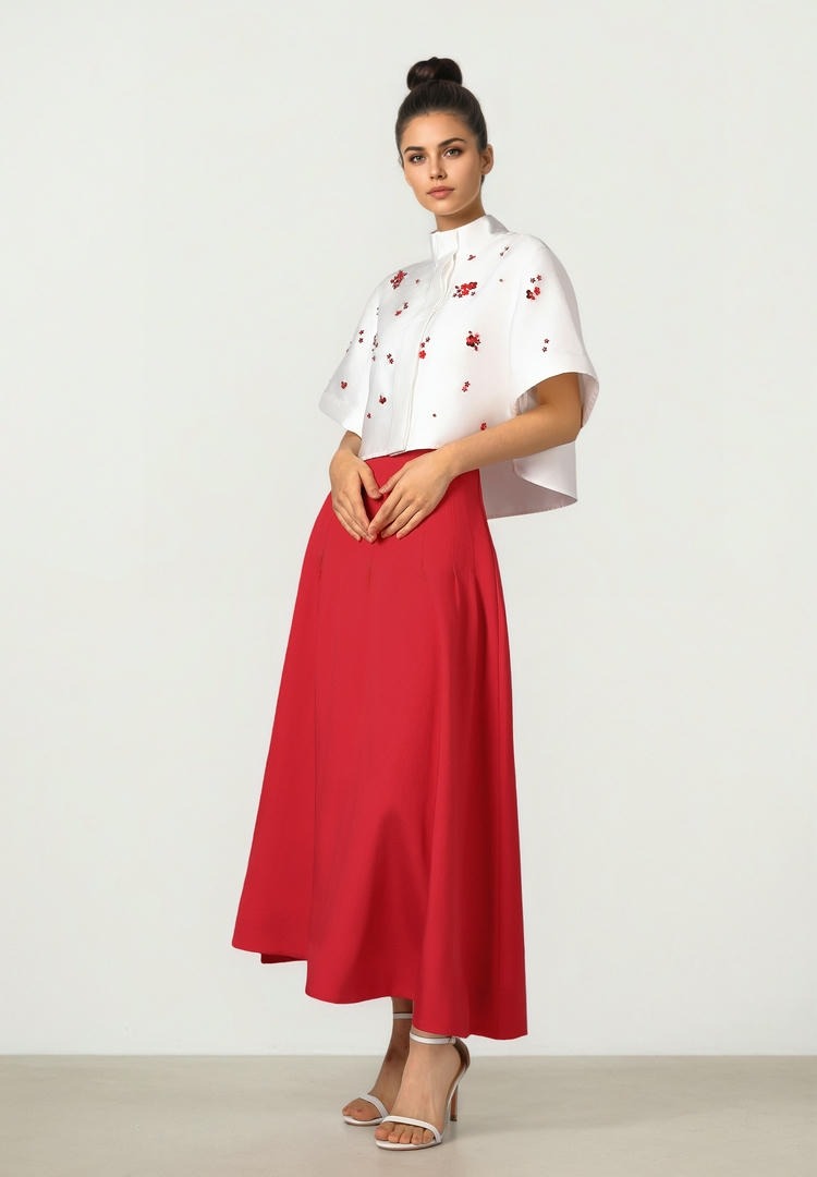 Beaded Taffeta Blouse