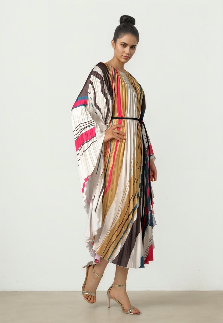 Pleated Satin Kaftan