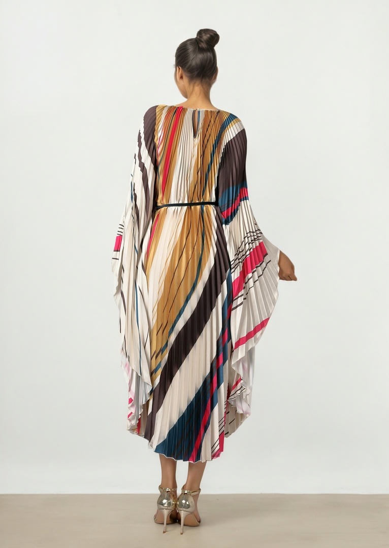 Pleated Satin Kaftan