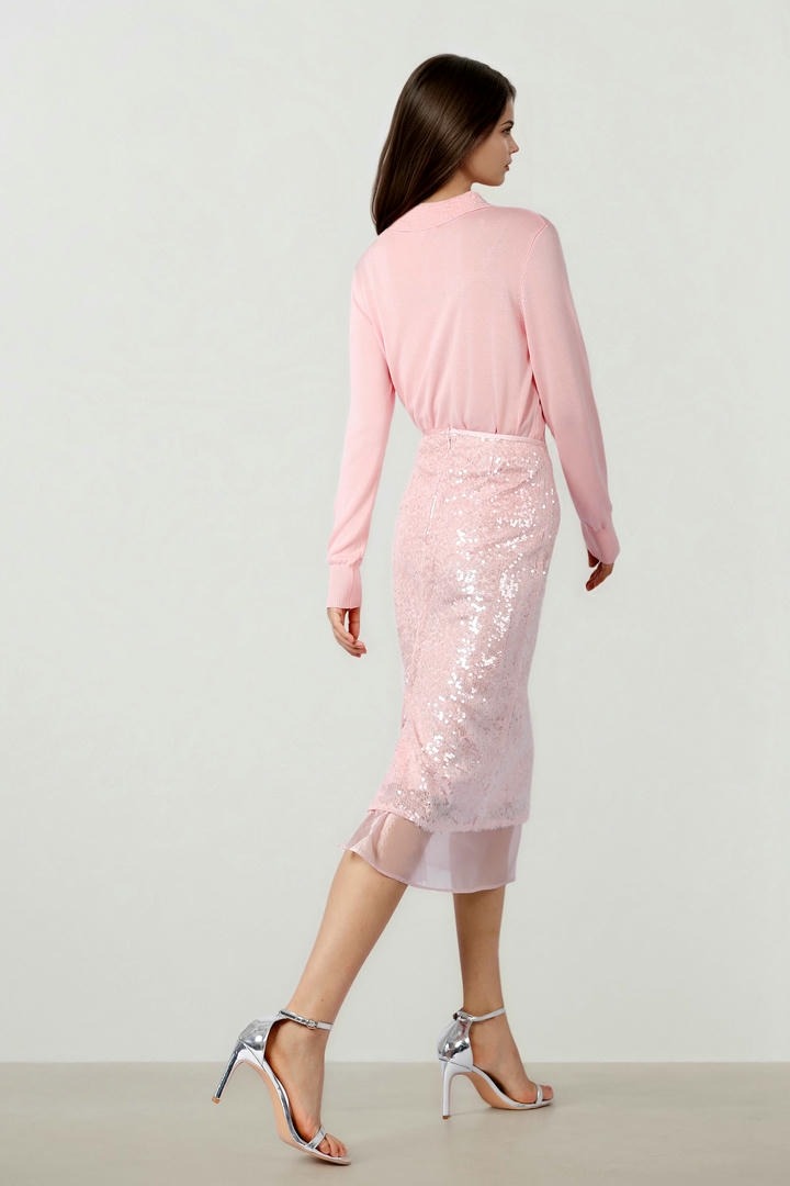 Sequin Organza Midi Skirt