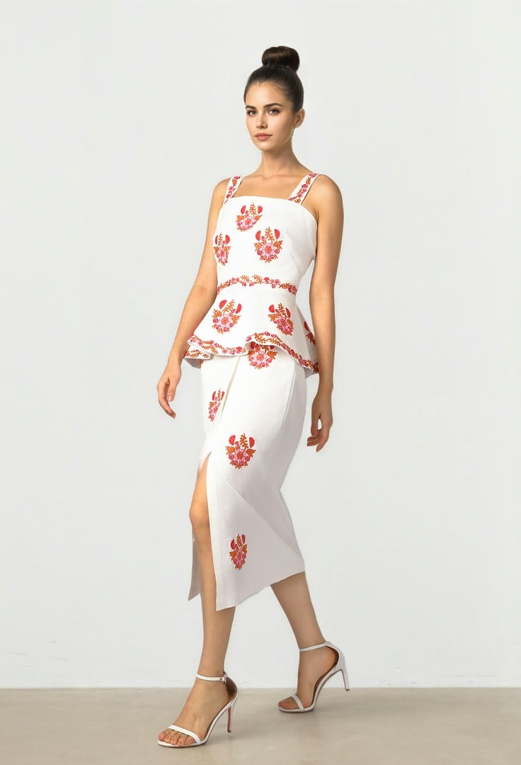 Embroidered Peplum Top