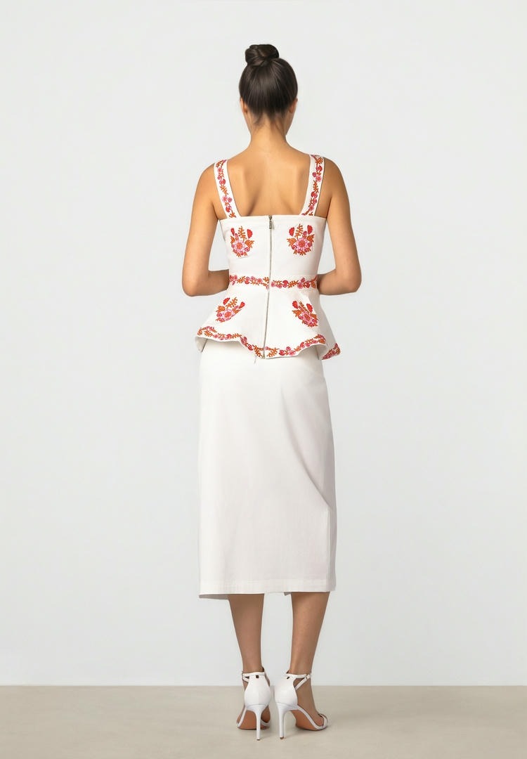 Embroidered Pencil Skirt