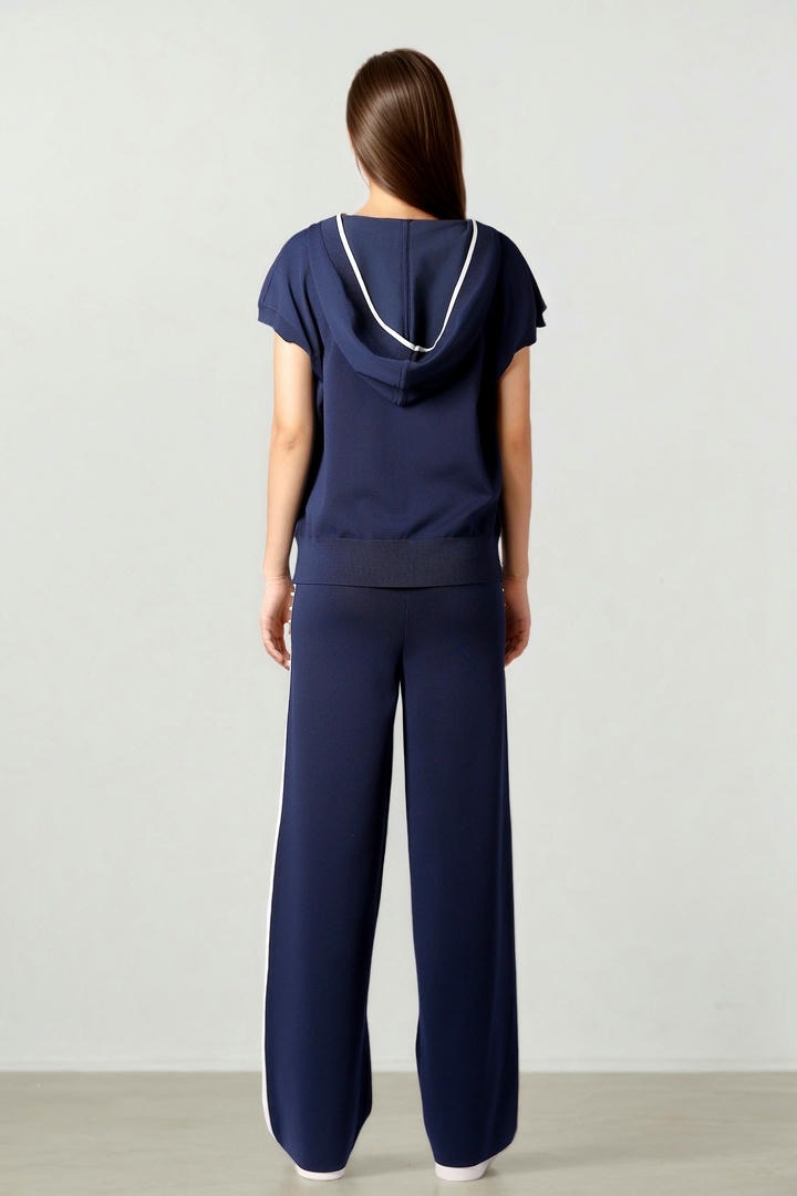 Navy Blue Hoodie With Pearls