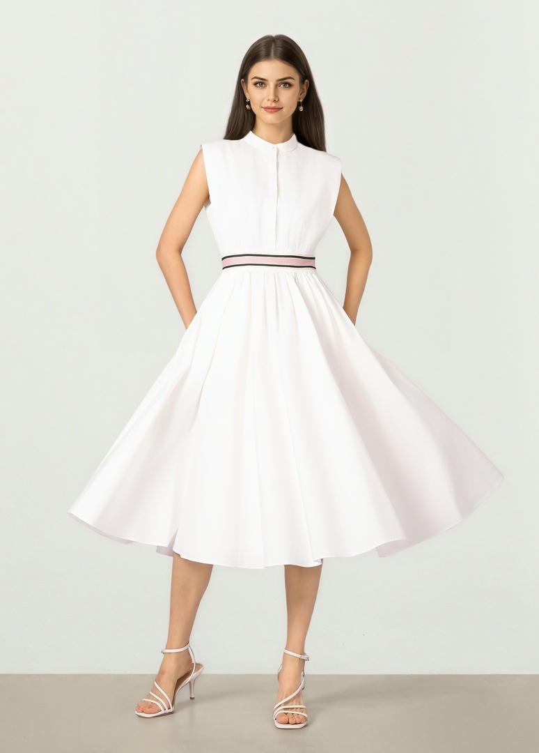 Contrast Waist Midi