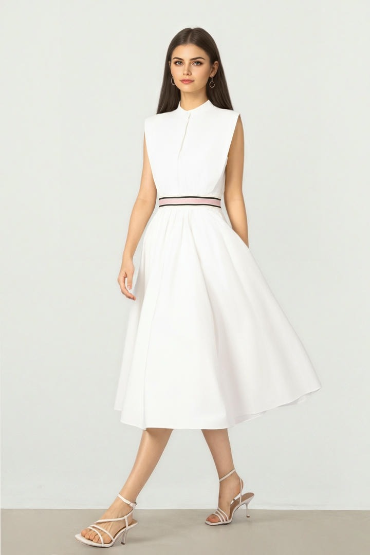 Contrast Waist Midi