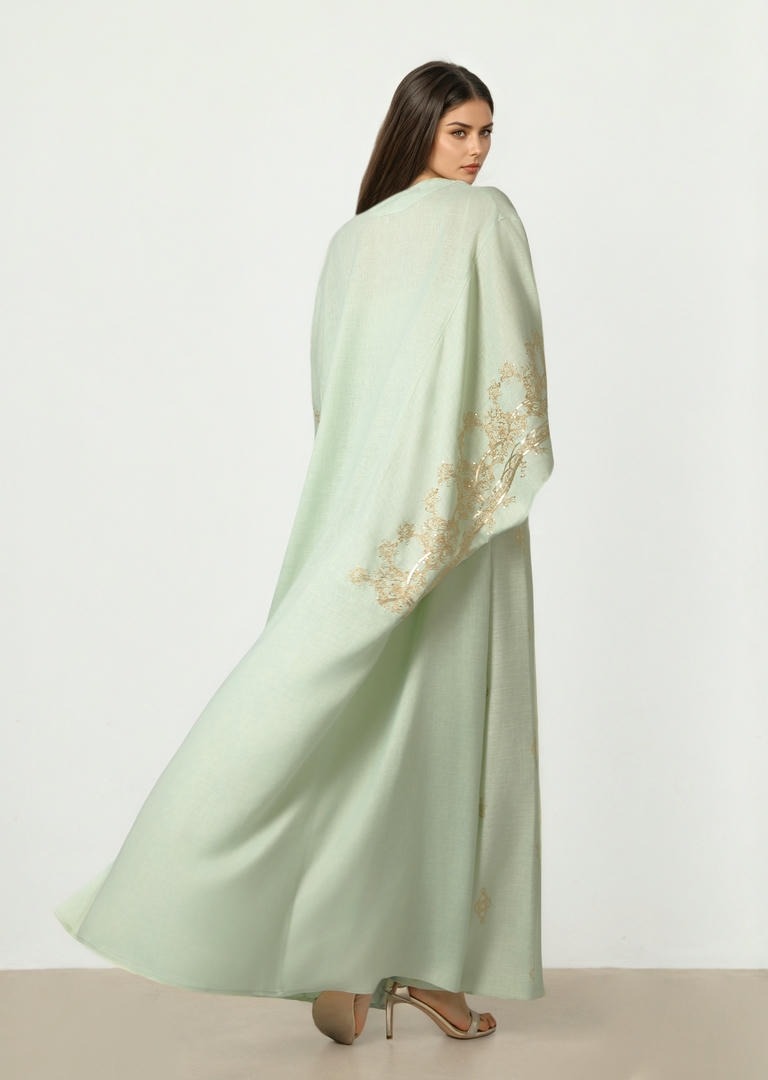 Embroidered Linen Abaya