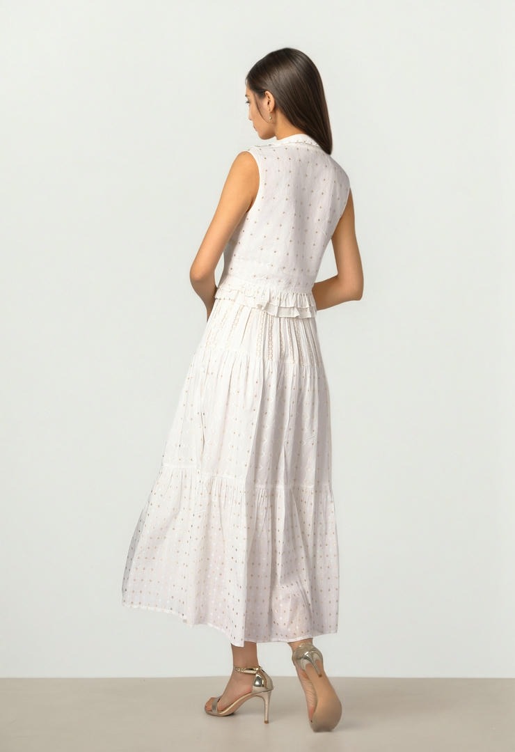 Jacquard Ruffle Blouse