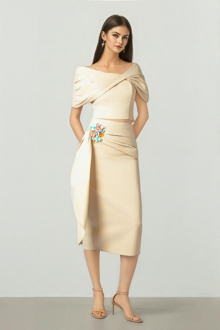 Beige Taffeta Skirt