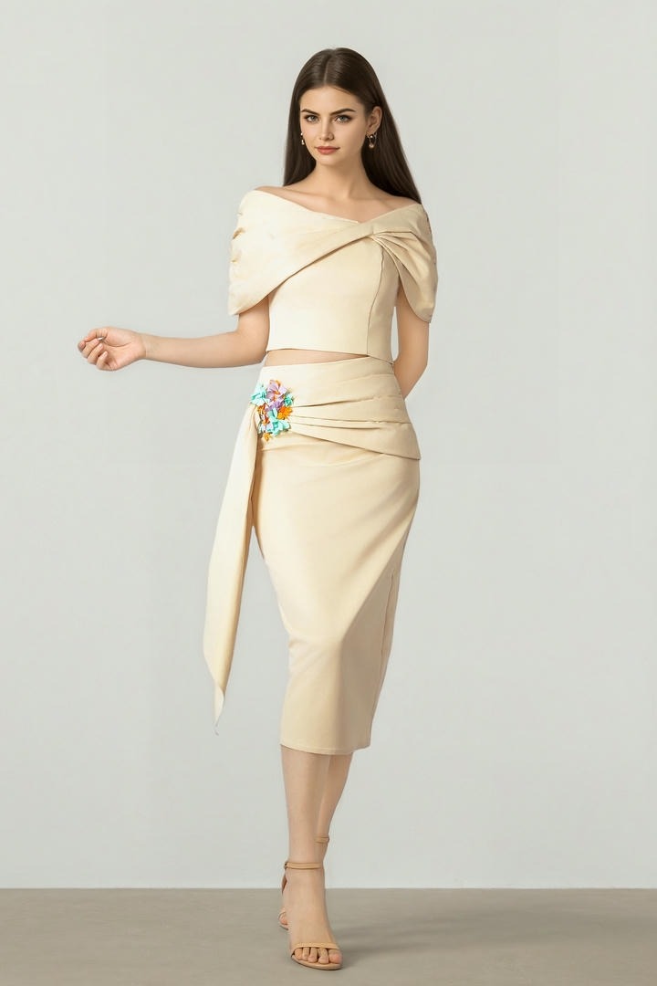Beige Taffeta Skirt