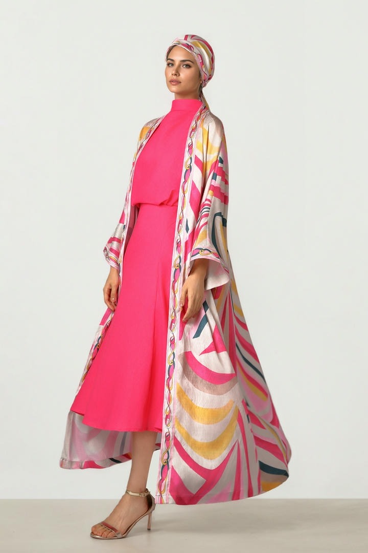 Printed Satin Abaya