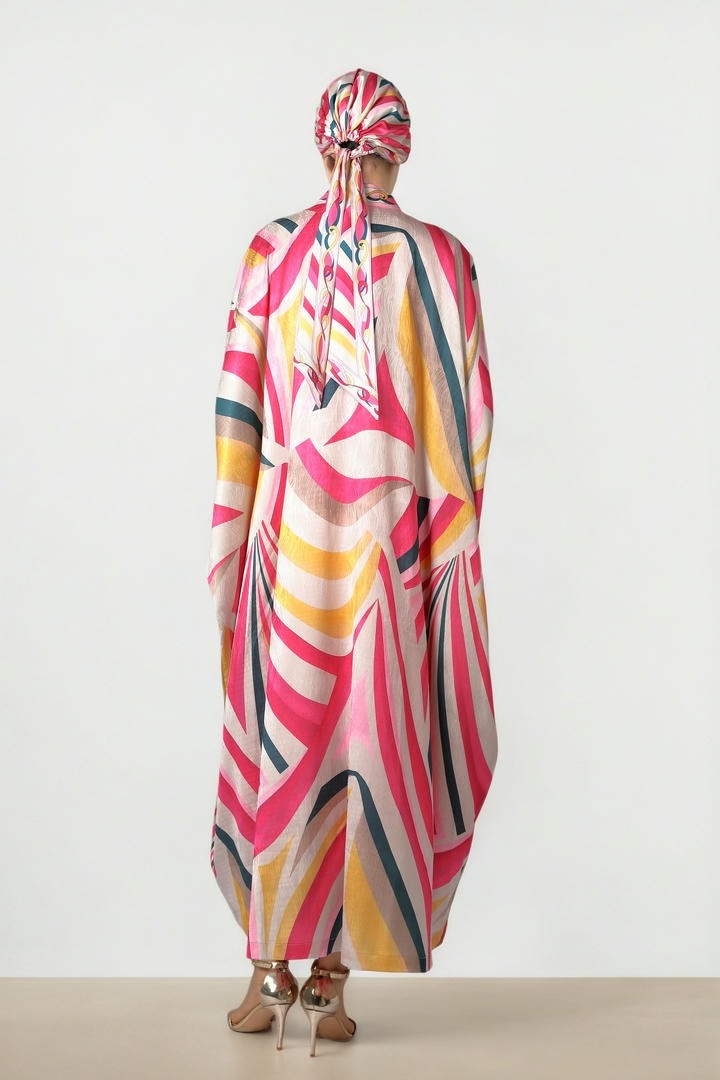 Printed Satin Abaya