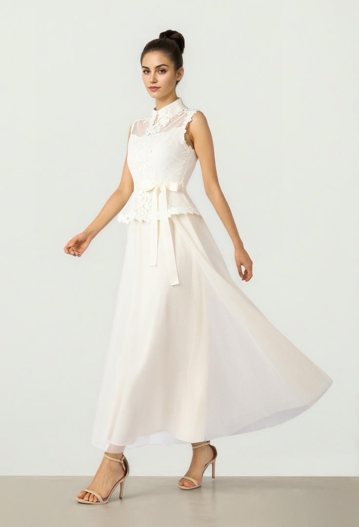 Lace Mesh Midi Dress