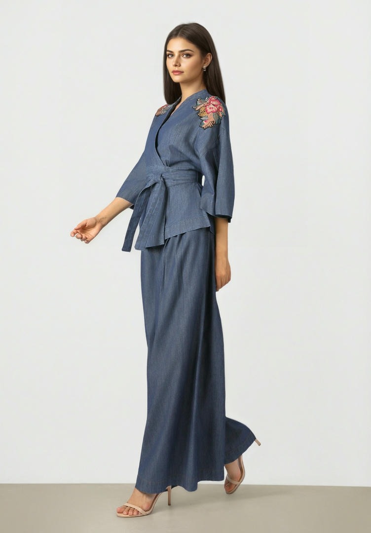 Wrap Denim Jacket