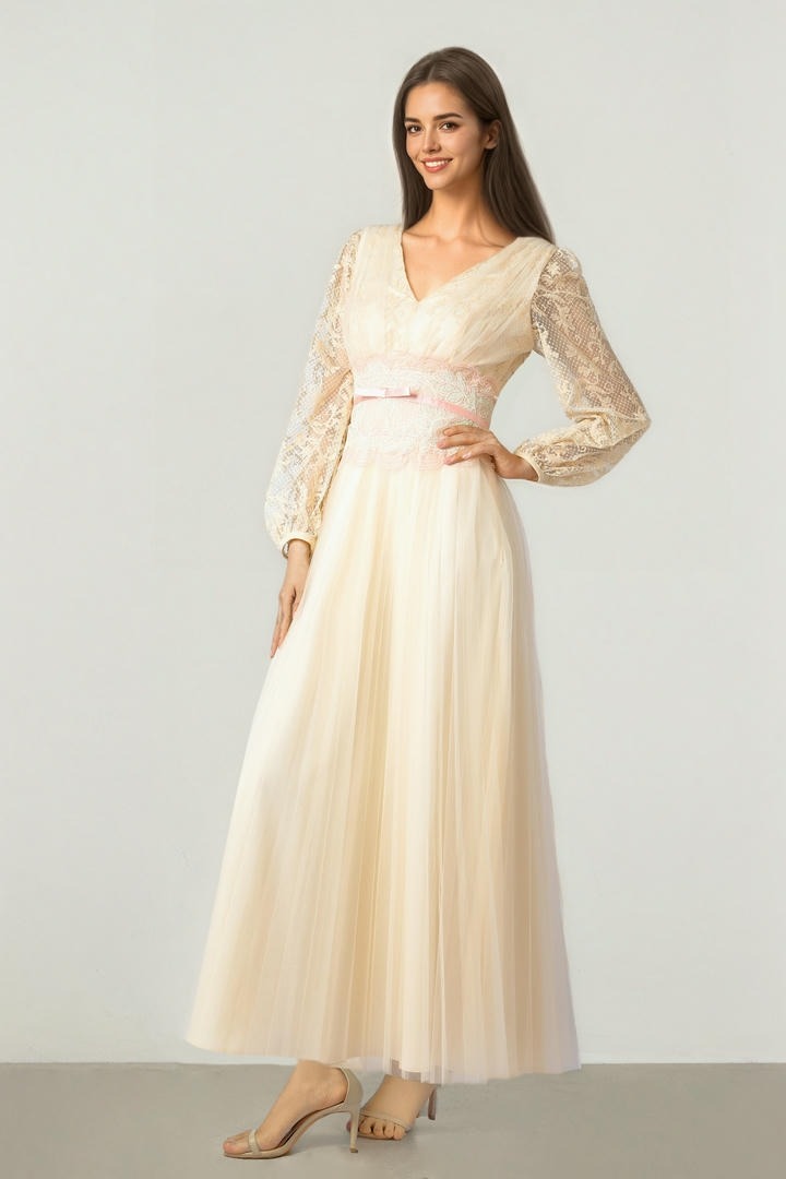 Sand Lace Maxi Dress