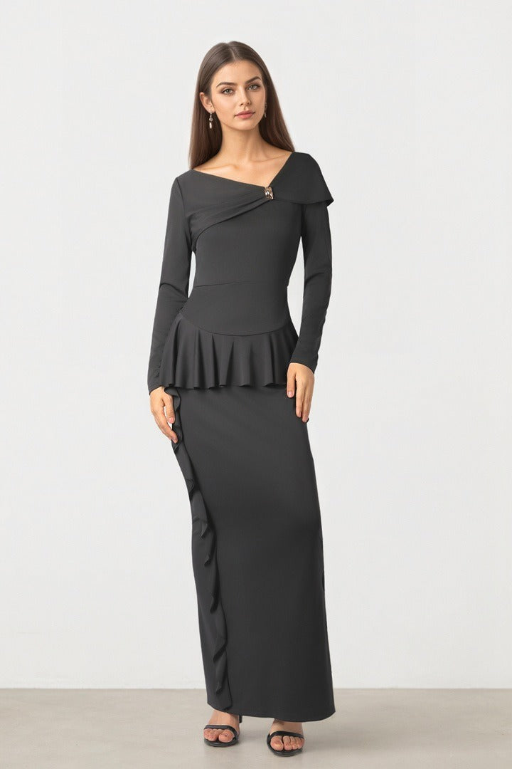 RUFFLE JERSEY DRESS