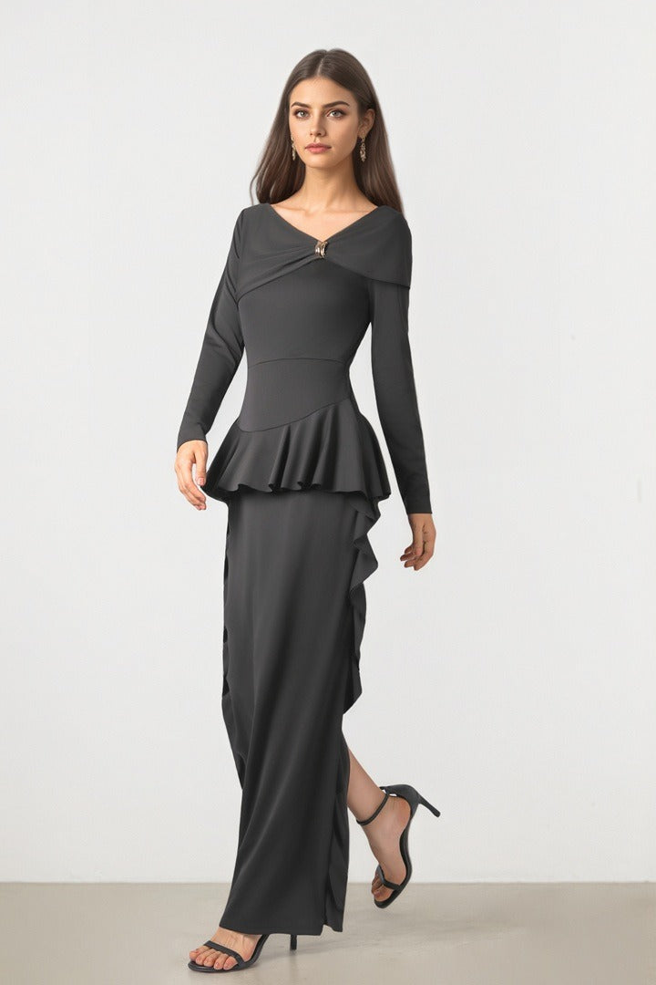 RUFFLE JERSEY DRESS