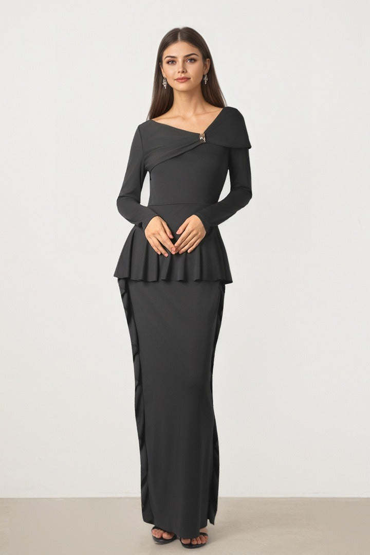 RUFFLE JERSEY DRESS