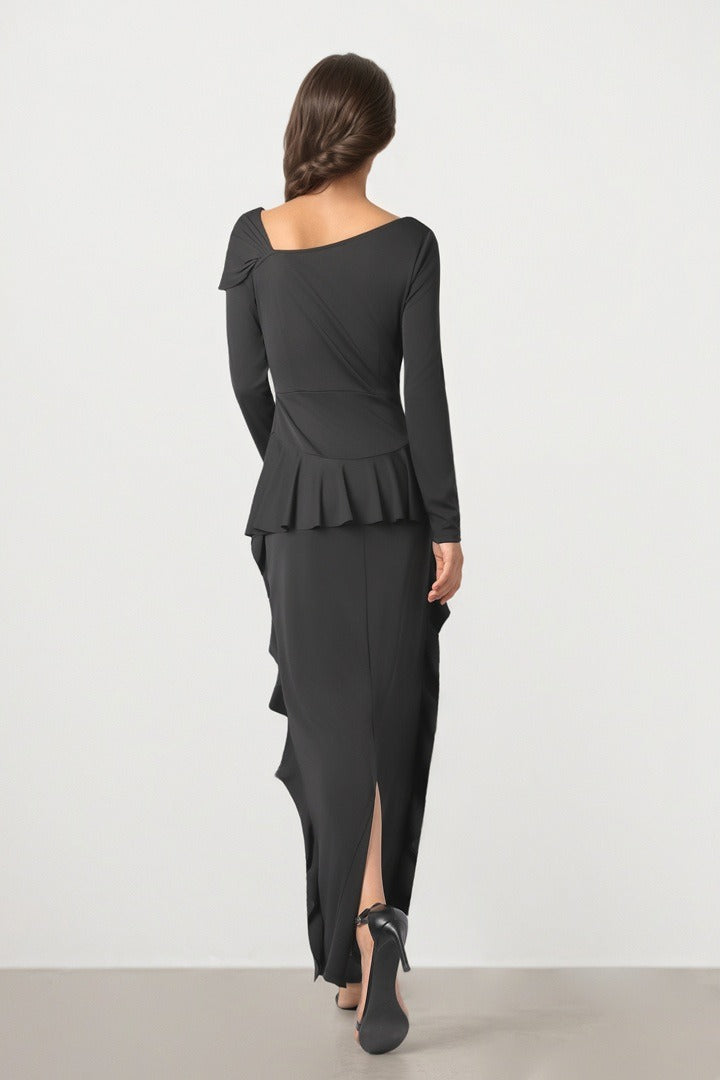 RUFFLE JERSEY DRESS