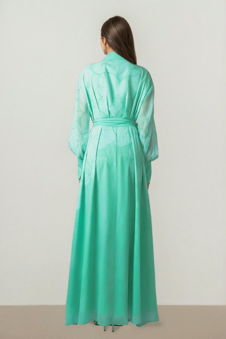 Green Printed Kaftan