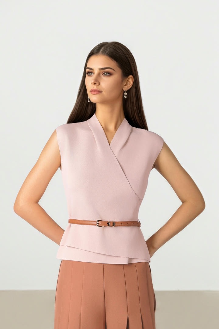 FOLDED NECK TOP
