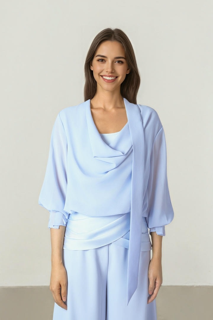 Light Blue Chiffon Top
