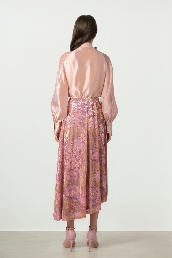 Asymmetrical Hem Velvet Skirt