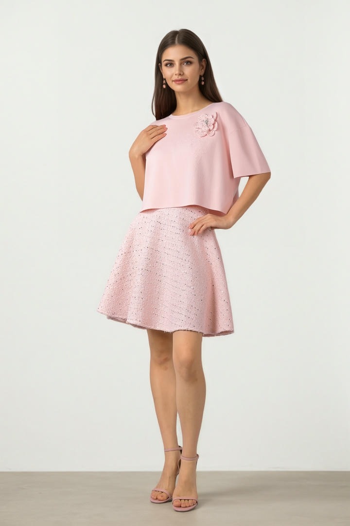 LOOSE PINK KNITTED TOP