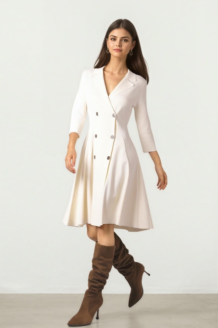 Double Breasted Wrap Kint Dress