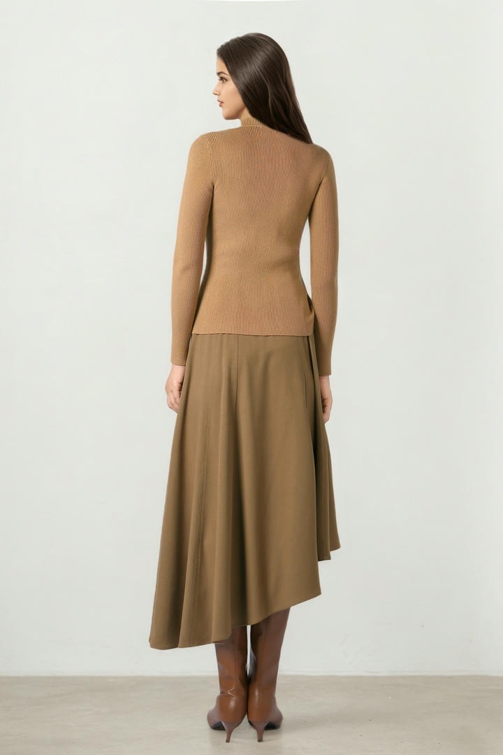 Tan Rib Knit Pullover