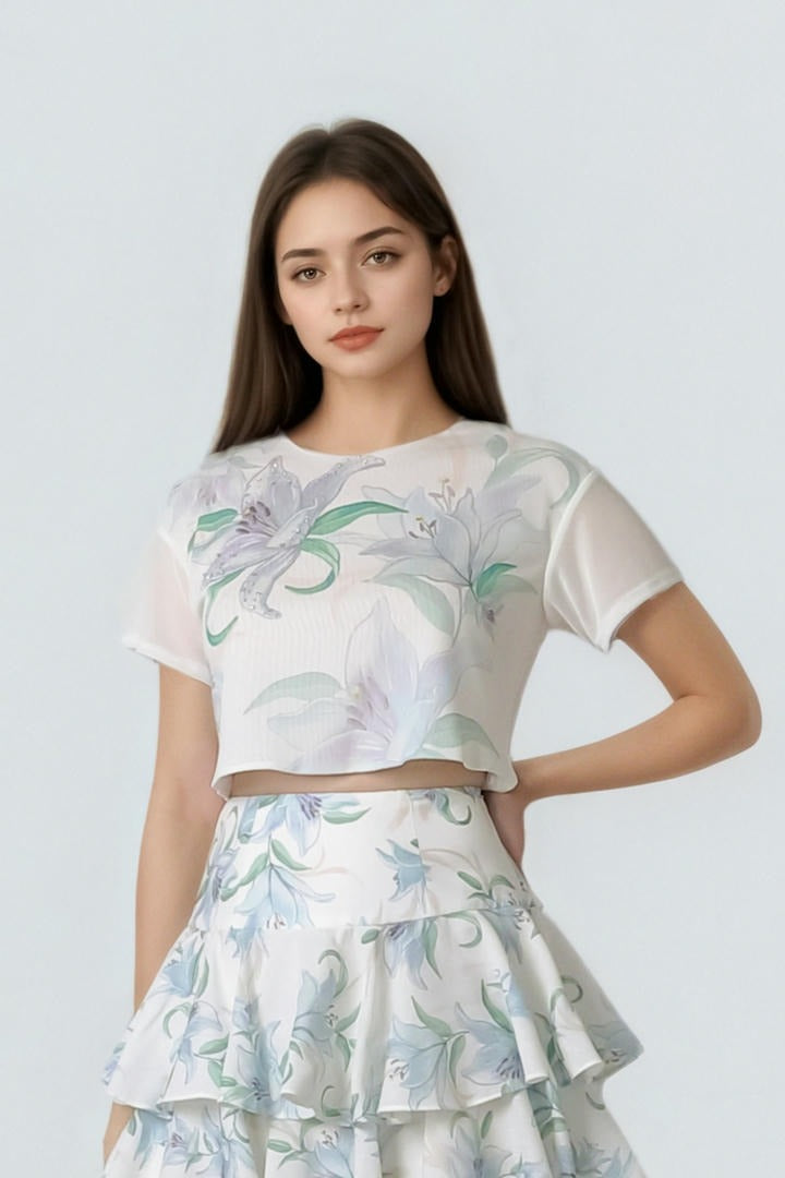 Printed Crop Tee