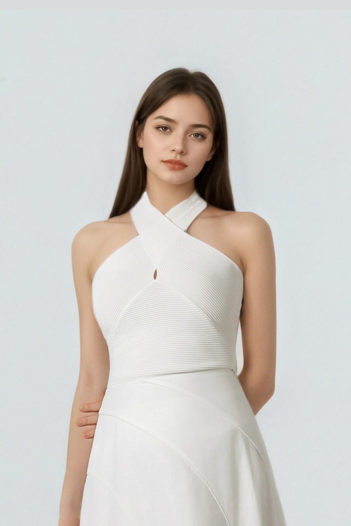 Cross Halter necklne Top