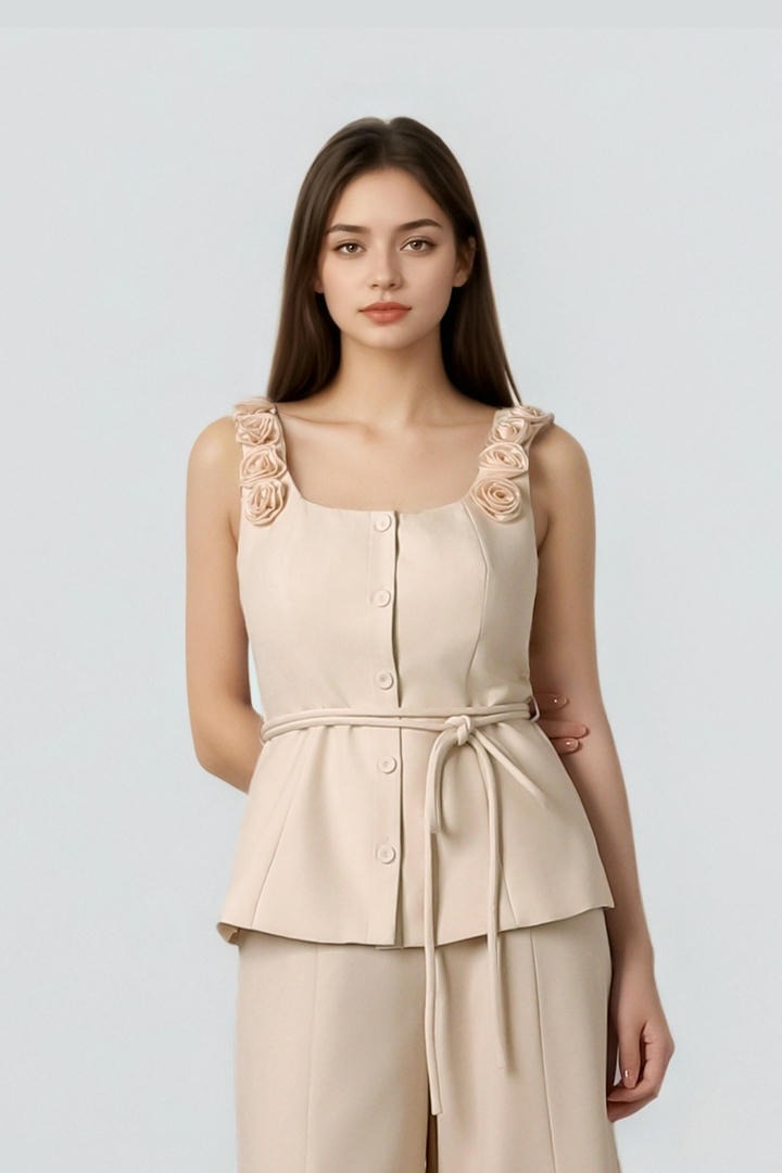 Rose Details crepe Top
