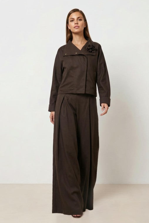PLEATED WIDE LEG PANTS