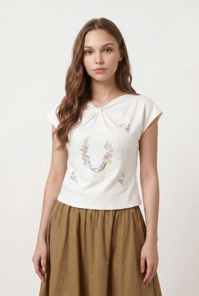FLOWER PRINTED T SHIRT
