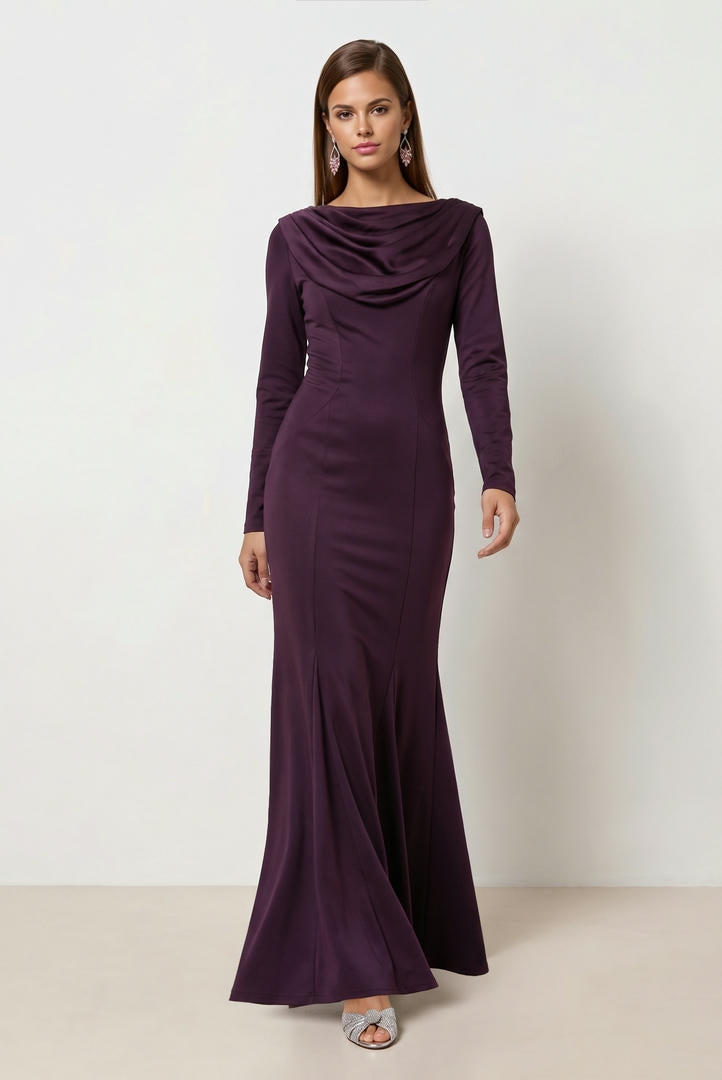 DRAPPED COWL NECK DRESS