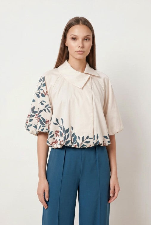 BUBBLE HEM SHORT SLEEVES TOP